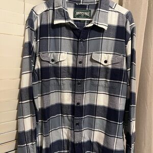 American Eagle Navy and White Plaid Shirt